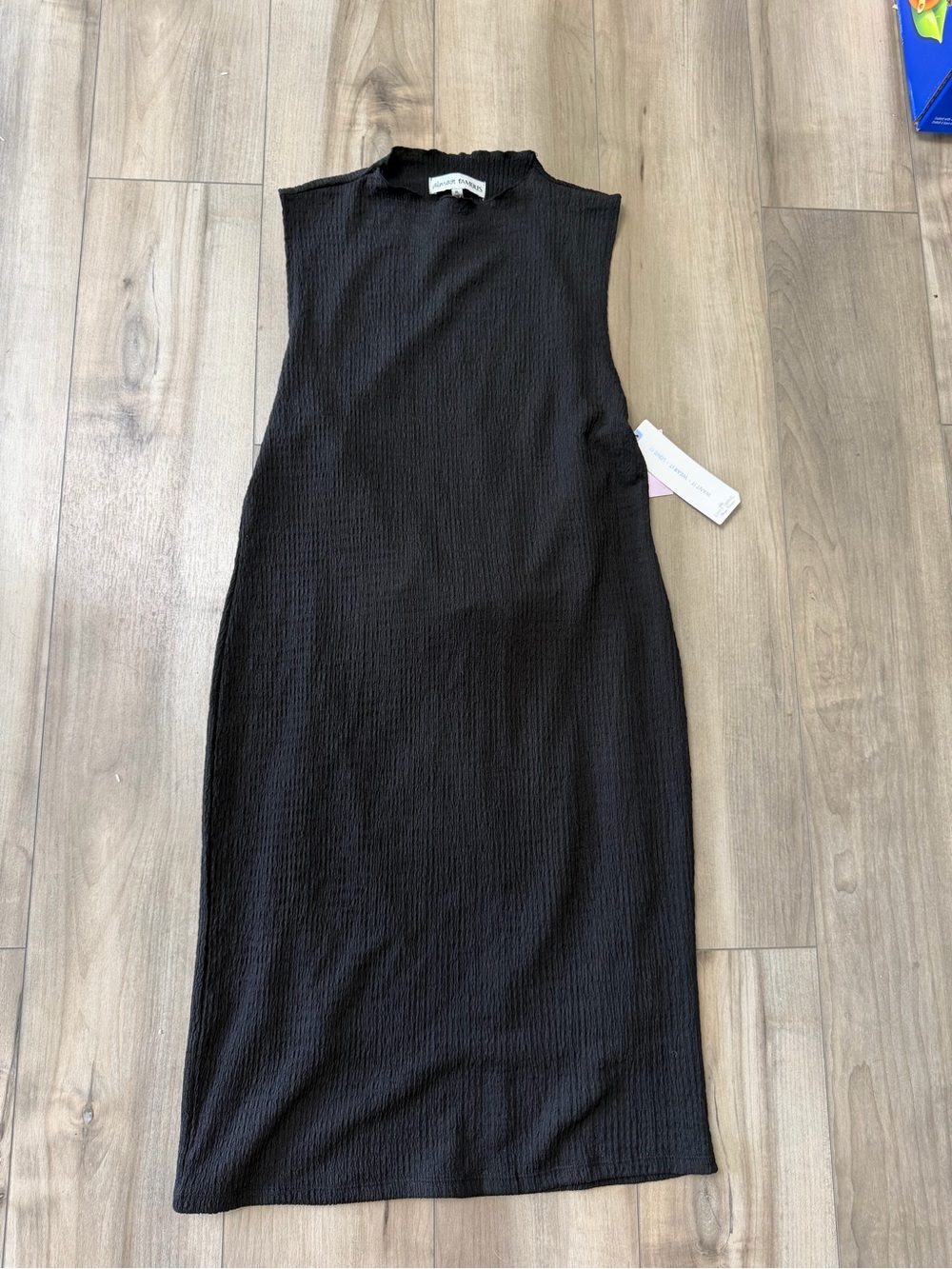 Almost Famous Sleeveless Black Ribbed Midi Dress XL new